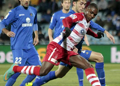 Ighalo en una acción del encuentro disputado en Getafe (LIGABBVA.COM)
