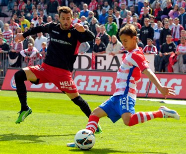 Buonanotte, durante el partido ante el Mallorca. (BALDOMERO)