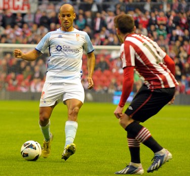 Mikel Rico anotó el gol de la victoria en la primera vuelta. (BALDOMERO)