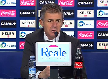 Alcaraz durante la rueda de prensa tras el encuentro en Anoeta