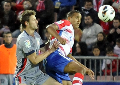 El Arabi abrió el marcador ante el conjunto navarro (BALDOMERO)