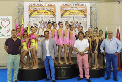 Pódium del campeonato de gimnasia rítmica 