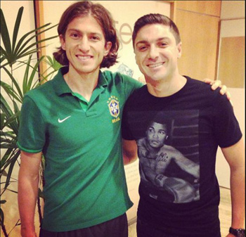 Siqueira junto a su amigo Luis Filipe antes de la final 