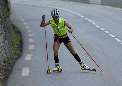 Padial durante un entrenamiento con los rollers