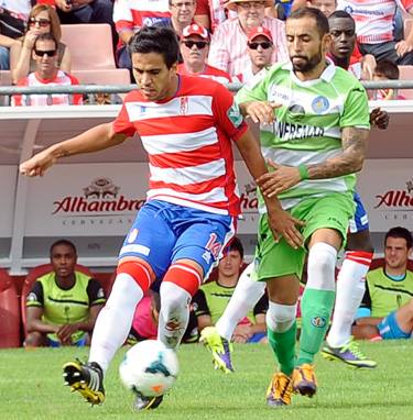 Recio, durante un partido de liga ante el Getafe. (BALDOMERO)