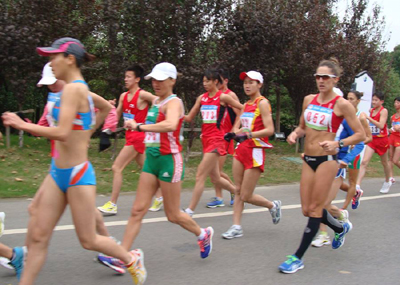 Ainhoa Pinedo durante la prueba en China