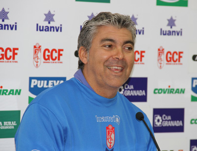 Aguado durante la rueda de prensa previa a medirse al Cádiz (GRJ)