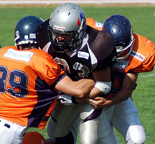 Los Lions en el partido ante Dracs de la pasada temporada