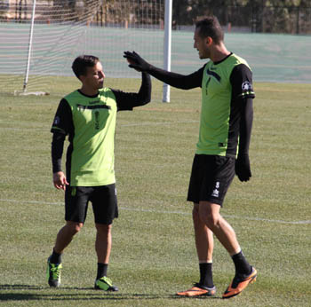 Buonanotte y Yebda durante un entrenamiento 