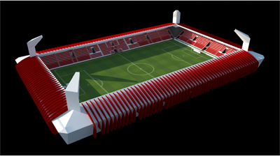 Representación en 3D del exterior del nuevo estadio (IGNACIO MATARÁN)