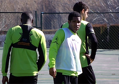 Angulo en un momento del entrenamiento de esta mañana (GRJ)