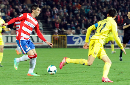 Riki, en un lance del partido contra el Villarreal (BALDOMERO)