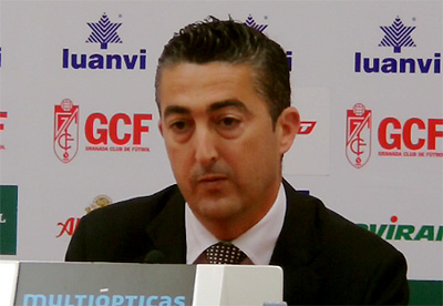 Pedro Segura, portavoz del Granada CF, durante la rueda de prensa (GRJ)