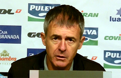 Lucas Alcaraz durante la rueda de prensa previa al encuentro en Málaga