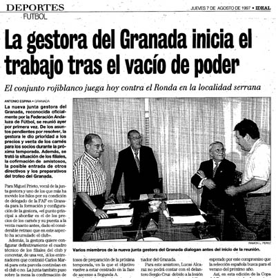 Publicación del diario IDEAL el 7 de agosto de 1997 (GRJ)