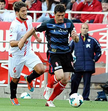 Piti, durante el último partido ante el Sevilla. (BALDOMERO)
