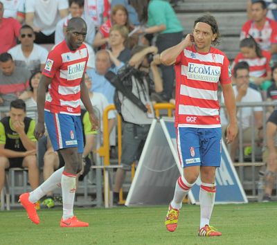 Nyom, en un momento del partido frente al Almería (BALDOMERO)