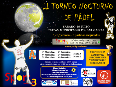 Cartel del torneo nocturno de pádel 