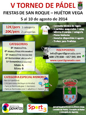 Cartel del torneo de pádel en Huétor Vega 