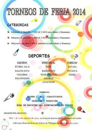 Cartel con las actividades deportivas de la feria accitana 