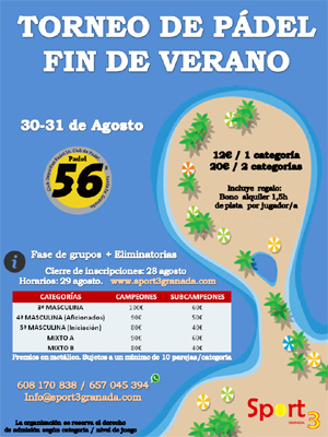 Cartel del Torneo de padel final del verano 