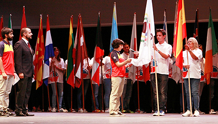 Un momento del juramento de los deportistas en la ceremonia de inauguración (GRJ)