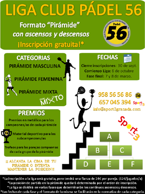 Cartel de la liga piramide en pádel 56 