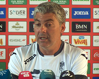 Aguado en la rueda de prensa previa al partido ante el Betis B (GRJ)