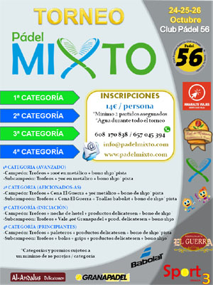Cartel del Torneo mixto de pádel 