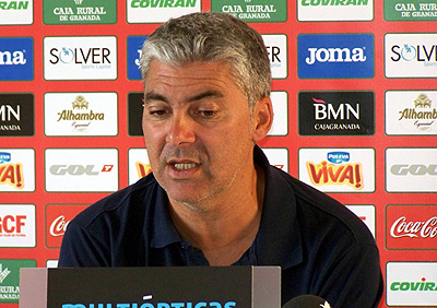 Joseba Aguado en la rueda de prensa previa al encuentro ante La Roda (GRJ)