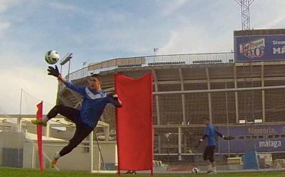 Casado durante un entrenamiento con el Málaga 