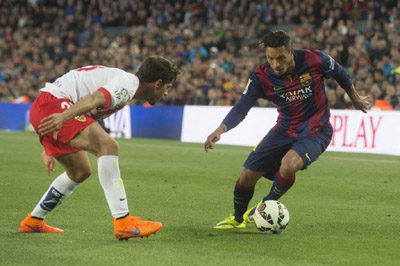 Marín durante su partido en el Camp Nou 