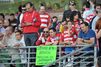 Aficionados rojiblancos durante el deerbi 
