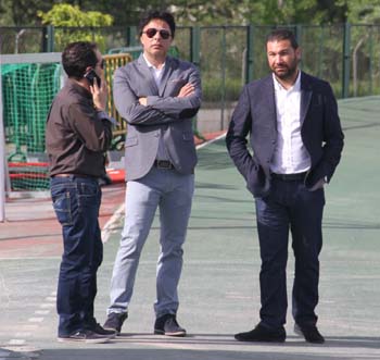 Pina y Cordero durante un entrenamiento con el Granada 