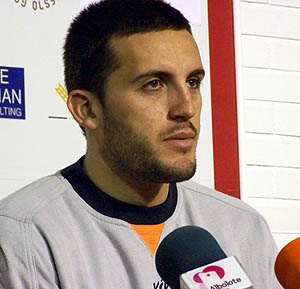 Filip Videnov, jugador del CB Granada en rueda de prensa