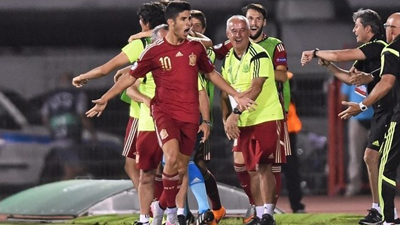 Asensio celebra el primero de sus goles 