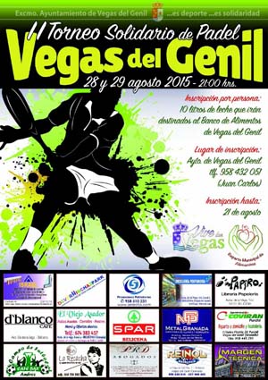 Cartel del II Torneo Solidario de Pádel de Vegas del Genil