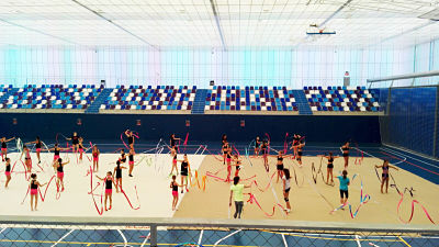 Las gimnastas durante la Master Class 