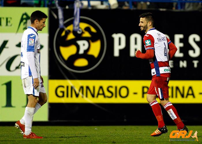 Fran Rico (derecha), durante el partido ante el Leganés. (LOF)