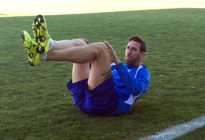 Moi Gómez durante un entrenamiento con el Motril (MUCHO DEPORTE) 