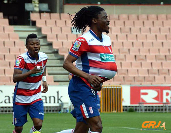 Boateng celebra el tanto inicial ante el Marbella (LÁZARO)