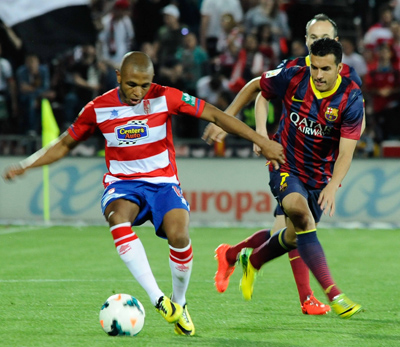 Brahimi fue el autor del tanto de la victoria ante el FC Barcelona (BALDOMERO)