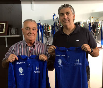 Joseba Aguado junto a Juan Ramírez, presidente del Maracena