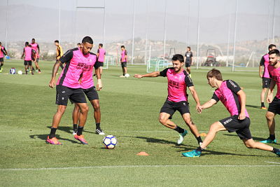 Los jugadores durante el entrenamiento 