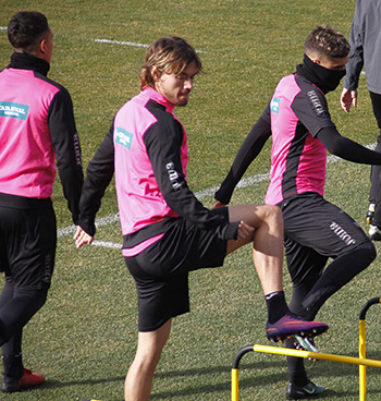 Krhin, en su último entrenamiento como rojiblanco 