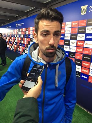 Isaac Cuenca, en la zona mixta de Butarque