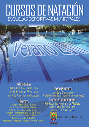 Cartel de los cursos de verano de la piscina municipal de Albolote 