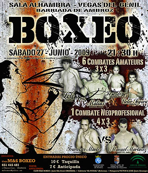 Cartel de la velada de boxeo en la barriada de Ambroz