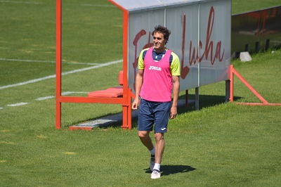 Baena, en un entrenamiento de la pasada temporada 