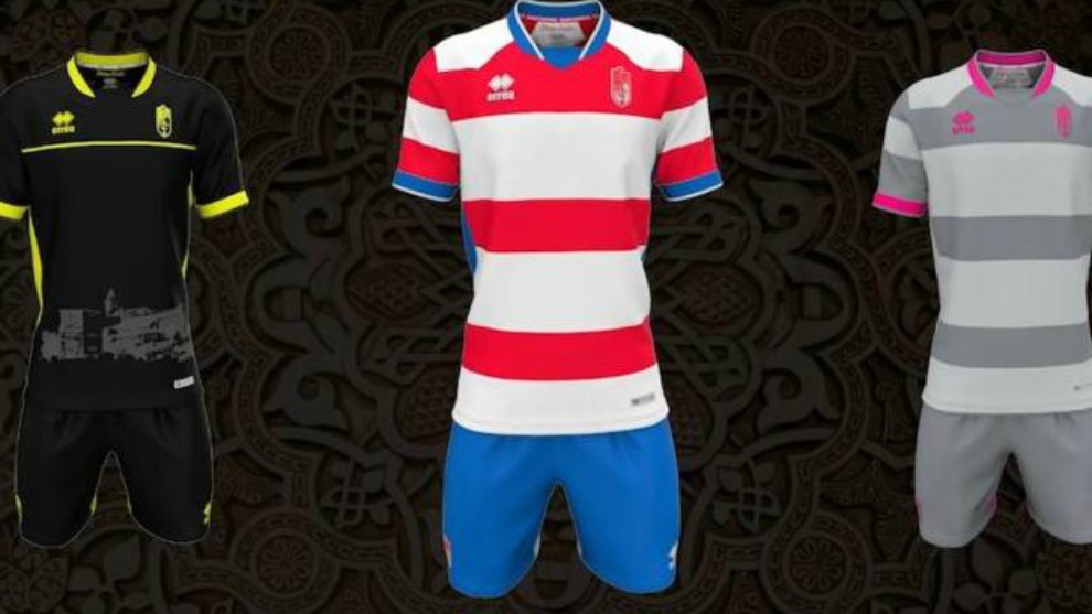 Captura de las equipaciones del Granada que ha publicado Erreà en redes sociales